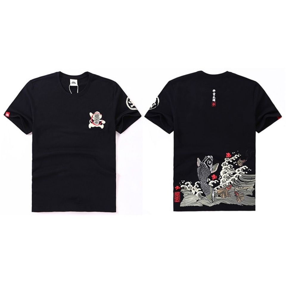 Fish Embroidery Cotton T-shirt