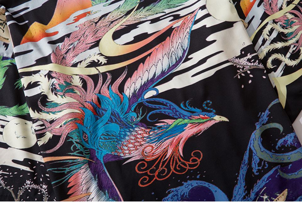 Colorful Kingfisher Poly-cotton Kimono