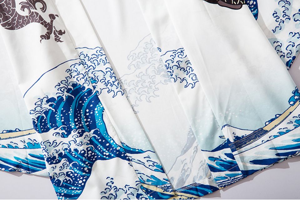 Fish Scales And Ocean Wave Japanese Kimono