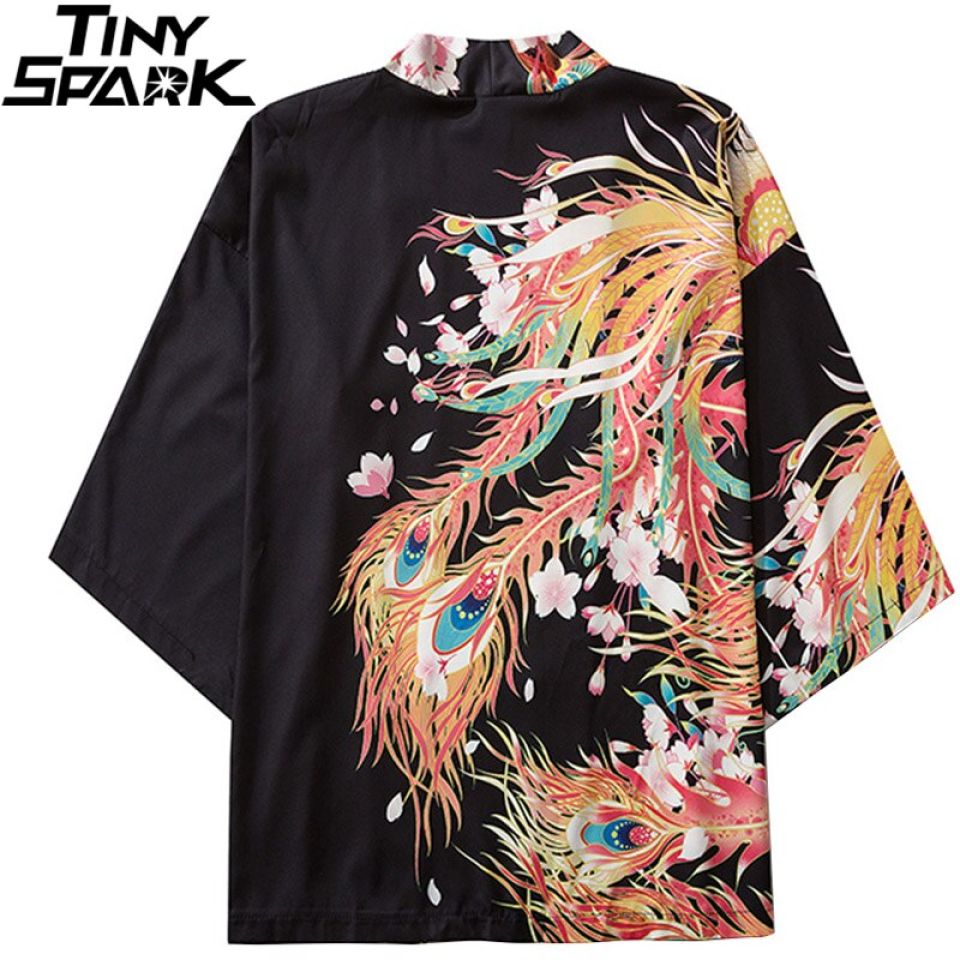Peacock Feather Poly-cotton Kimono