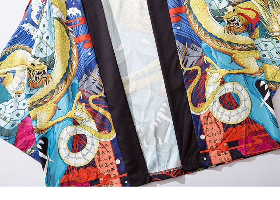 Scaly Dragons Poly-cotton Cropped Kimono