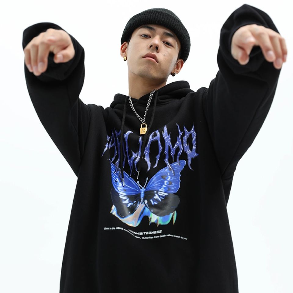 Blue Butterfly Hooded Pullover