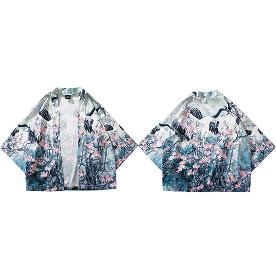 Birdy Forest Poly-cotton Cropped Kimono