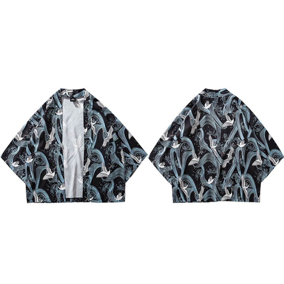 Abstract Crane Kimono Shrug