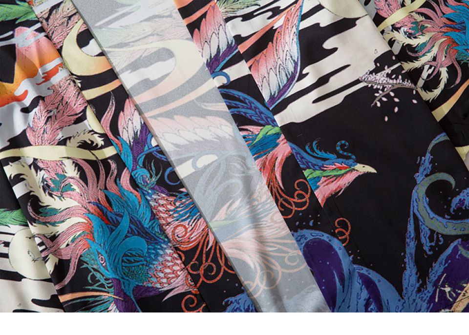 Colorful Kingfisher Poly-cotton Kimono