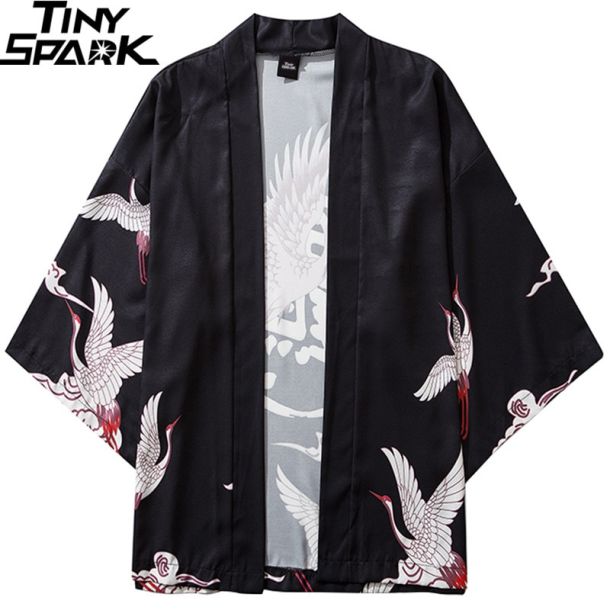 Japanese Heron Poly-cotton Kimono