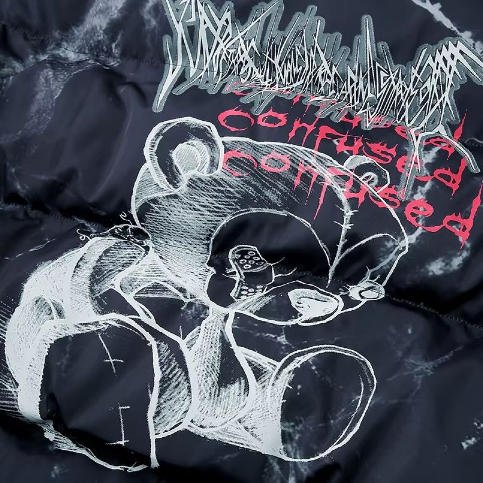 Confused Bear Print Padded Parka Jacket tiny spark hurt bear print padded parka jacket 5 07fe9c09