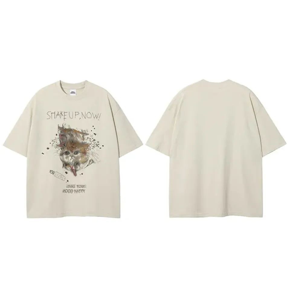 Shaking Cat Graphic Print T-Shirt S48975c15510b48559a5e099cecd69d86z 097cc022
