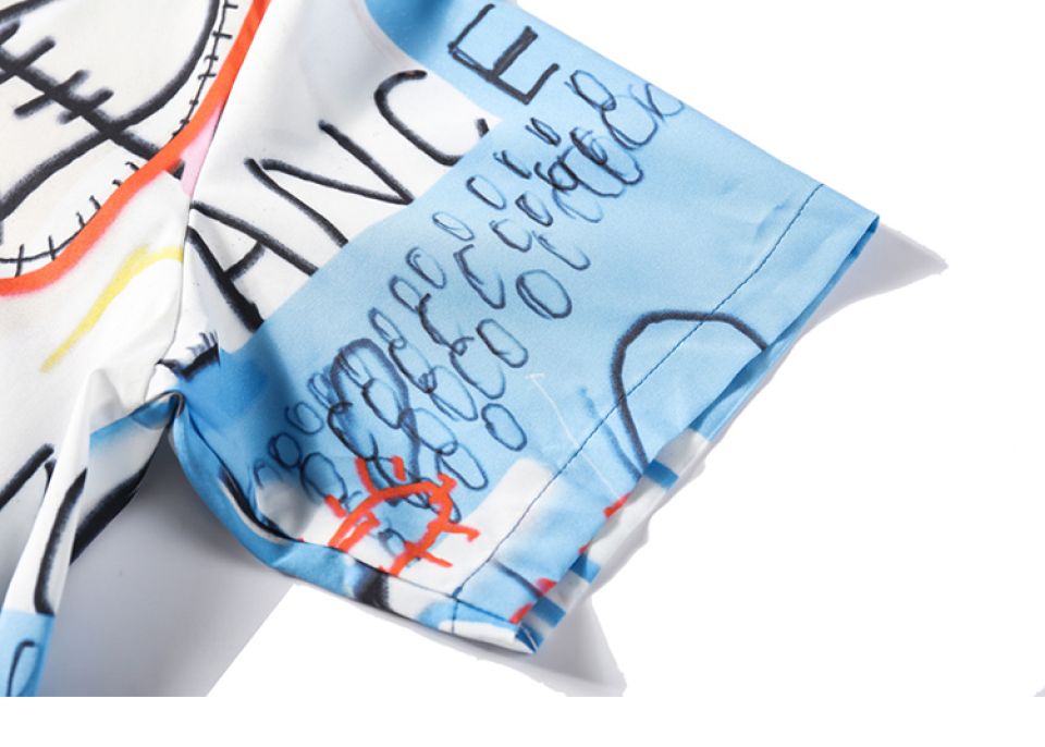 Street Style Scribbled Poly-cotton Shirt HTB15xc0RxTpK1RjSZR0q6zEwXXaY 0dced71e