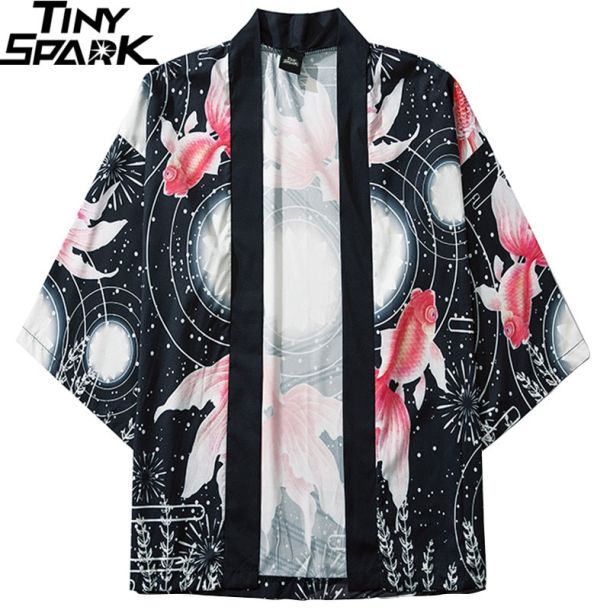 Koi Fish Print Poly-cotton Kimono