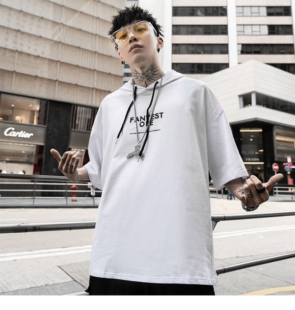 Street Style Half-sleeves Poly Cotton Hoodie HTB1Tv0.aIrrK1Rjy1zeq6xalFXaZ 113e7fdd