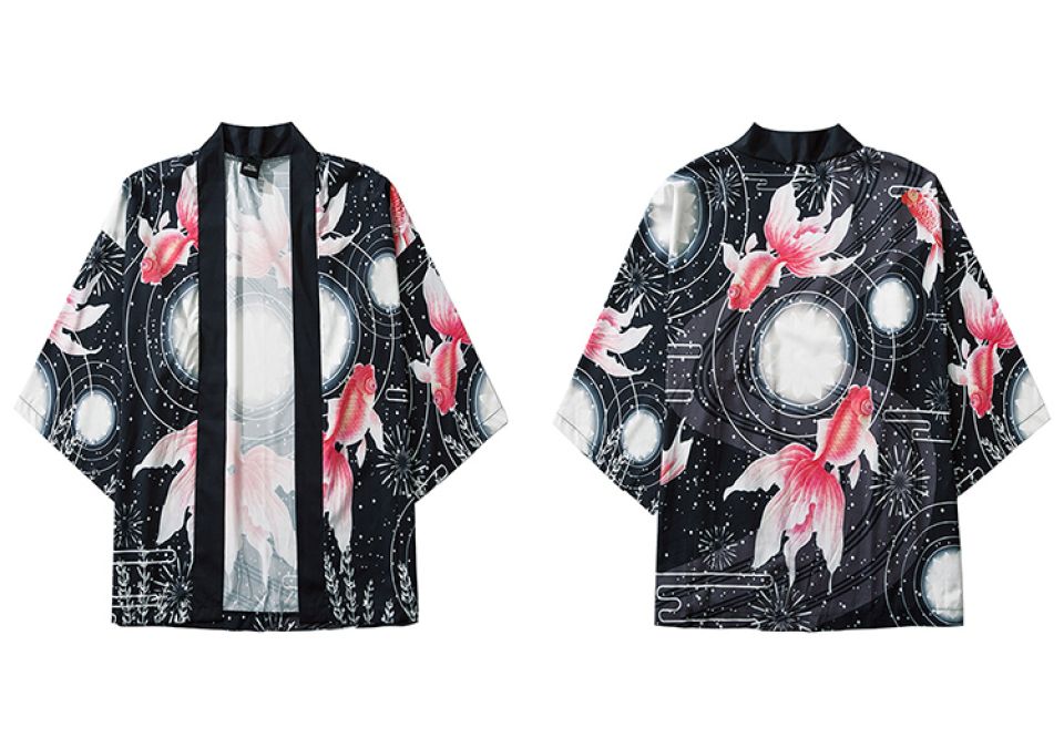 Koi Fish Print Poly-cotton Kimono Hcd84024b47ec47ab9dd222ca81209e76F 1ccdc612