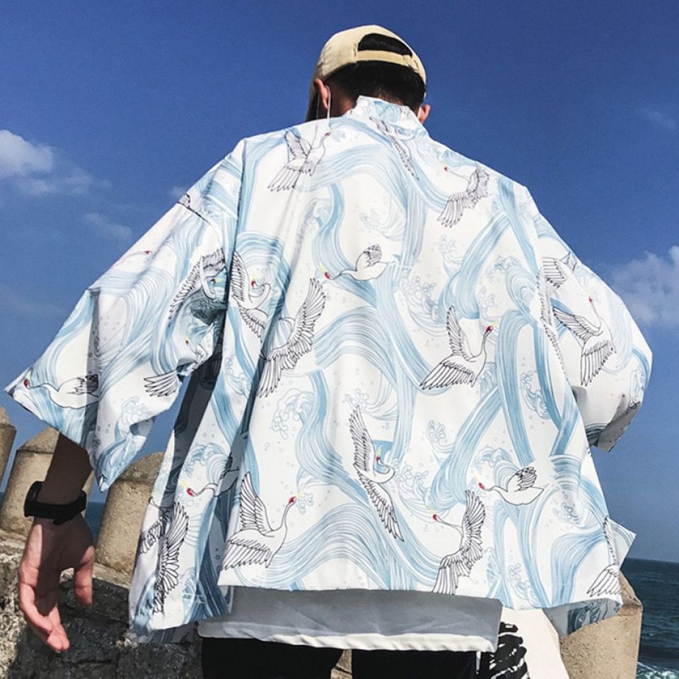 Abstract Crane Kimono Shrug