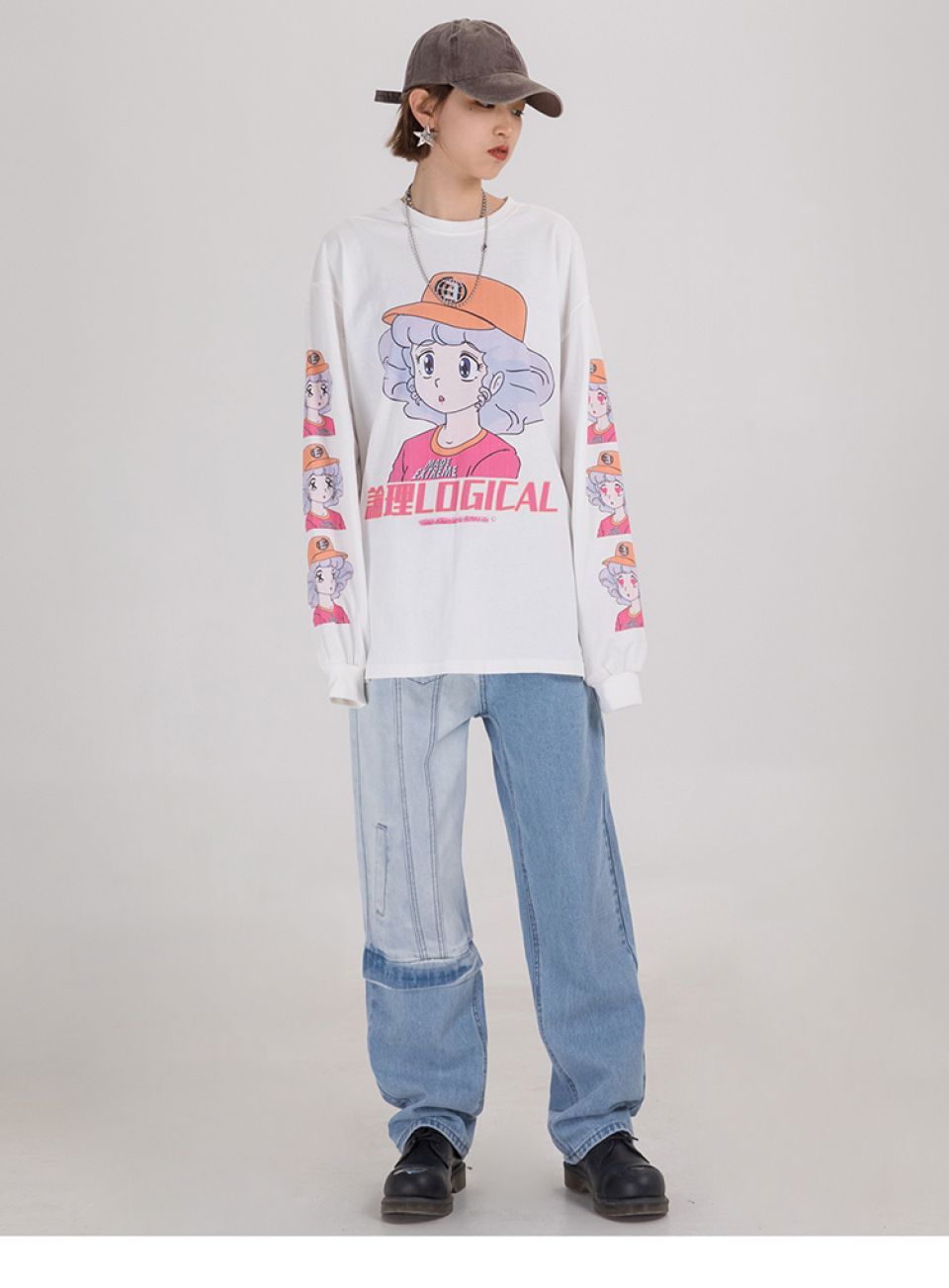 Japanese Cartoon Gal Print Sweatshirt