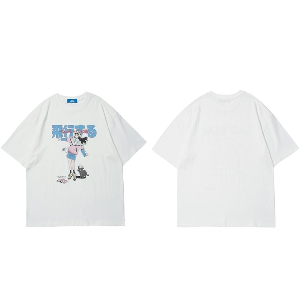 Anime Girl & Cat Graphic T-Shirt H4cb7563dbbc2400a80aa6ff002ef81b5d 210c2e42