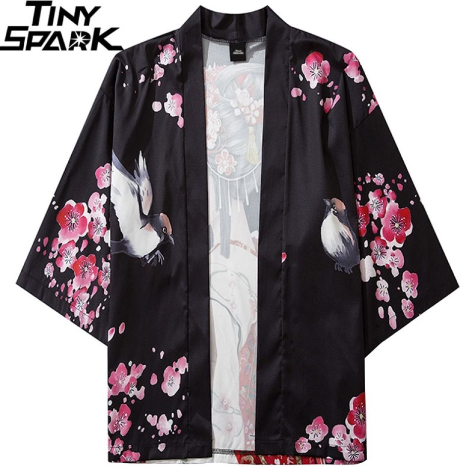 Japanese Girl In Flowers Poly-cotton Kimono