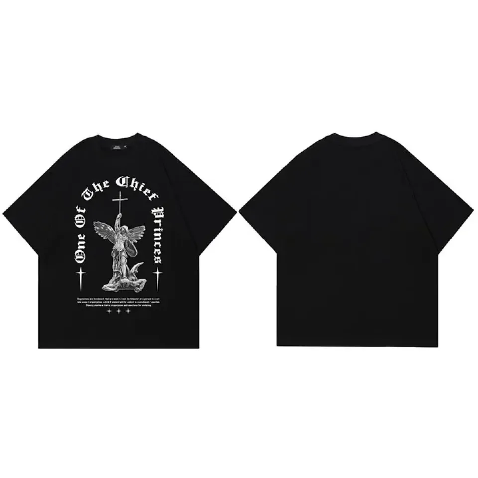 Cross Angel Statue Graphic Casual Black T Shirt Sec91a46bc51748ce93d1352ddd5cb4c7O 257d040d
