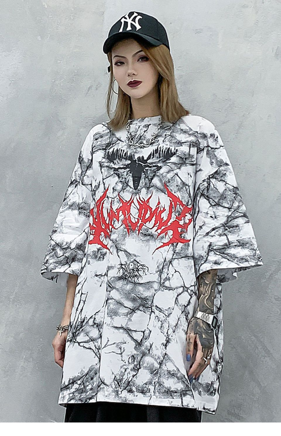 Cracked Print T-shirt H13a7d375420443a6935337e582868f673 277a73e3