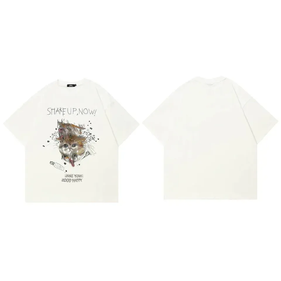 Shaking Cat Graphic Print T-Shirt Sf7bbcd9794804bccb740ab51d66620fc1 27501c97