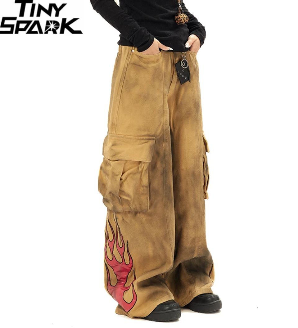 Hip Hop Flame Loose Baggy Harajuku Cargo Pants 888a71a8 2ce8 47f1 8ddc 59b6d355242b246143 283e7bb7
