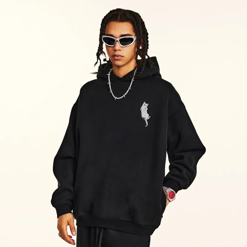 White Cat And Leaves Back Print Hoodie S4c52dc0a655849aeb1987e7c2c845a3dy 2aebac05