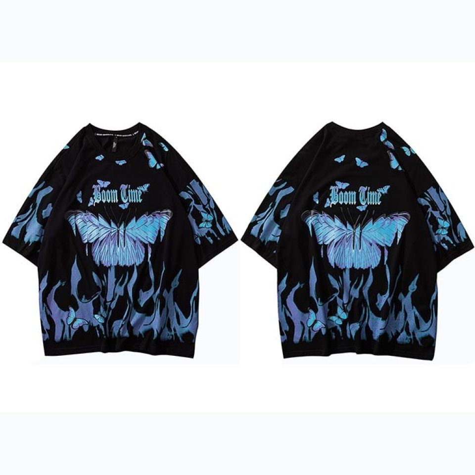 Blue Butterfly Boom Cotton T-shirt H0e11f471952943138ecfa58e035c90144 2c36cdff