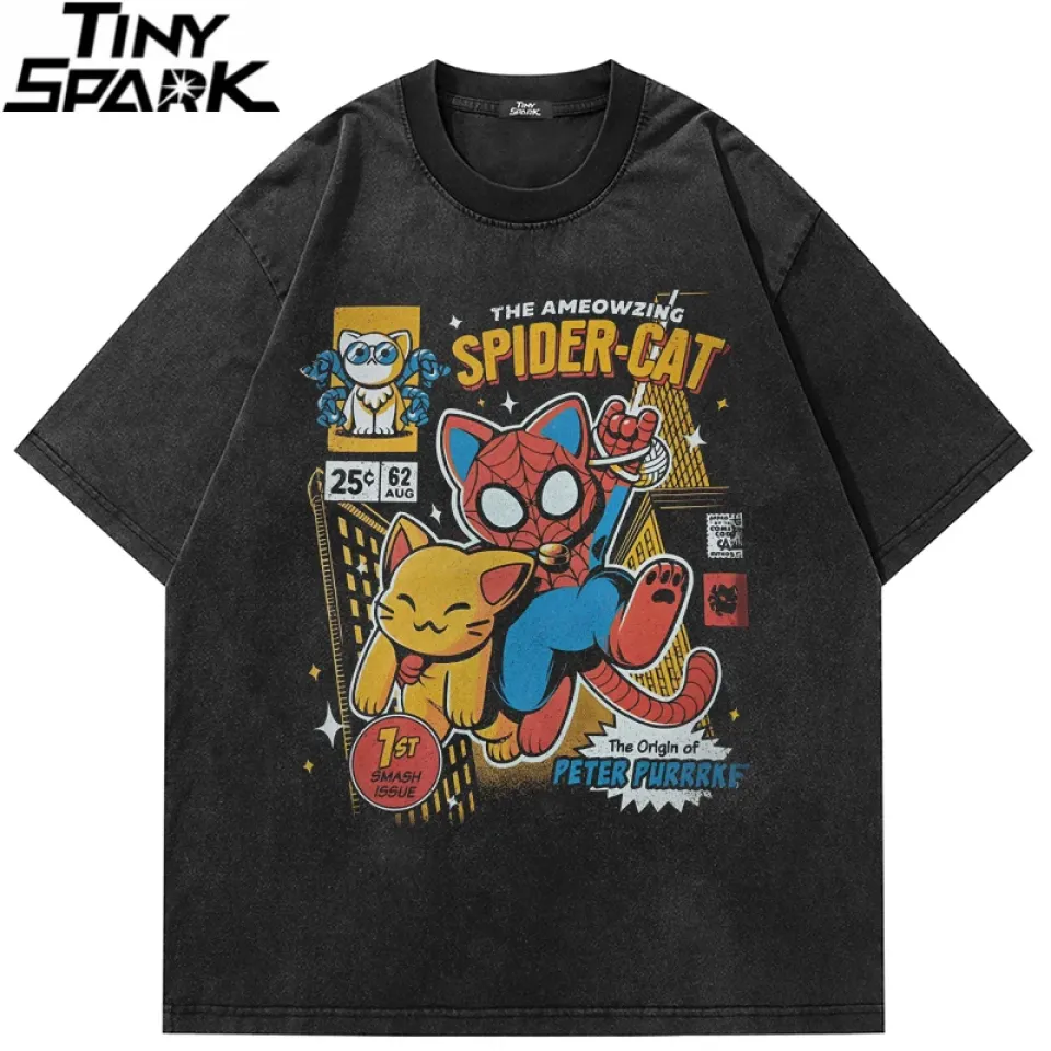 Spider-Cat Comic Graphic T-Shirt S91db98b2de3f42a3bc276b93a7ba7f6dK 2f071623