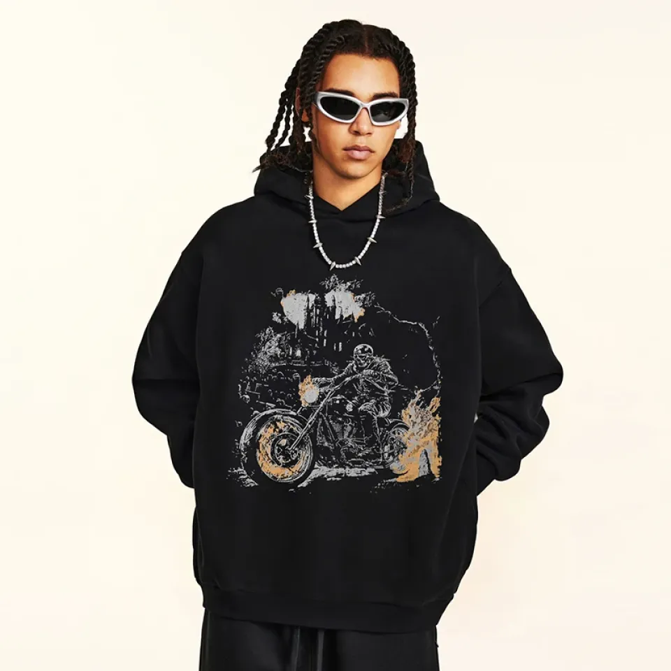 Dead Motorcyclist Graphic Print Hoodie Sa22f18f2cbc941d49649b33f7647a51dC 32ef2ed1