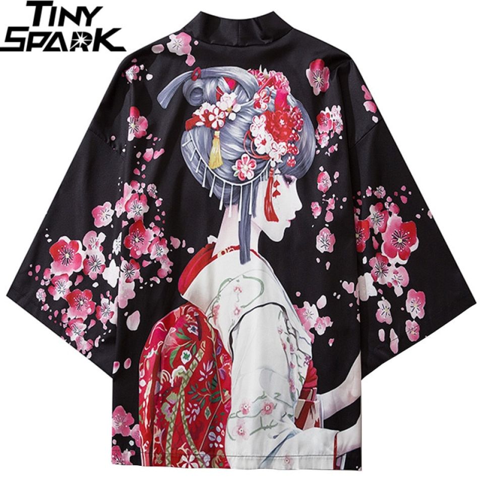 Japanese Girl In Flowers Poly-cotton Kimono He83ea9e69f004347b2d247443038eca6V 3331cc41