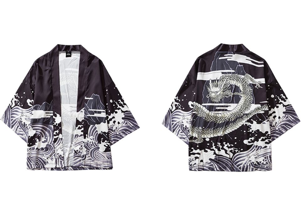 Greyscale Dragon Print Poly-cotton Kimono H3704ba66f53342ae8d9ba8c6b595a2329 3410453e