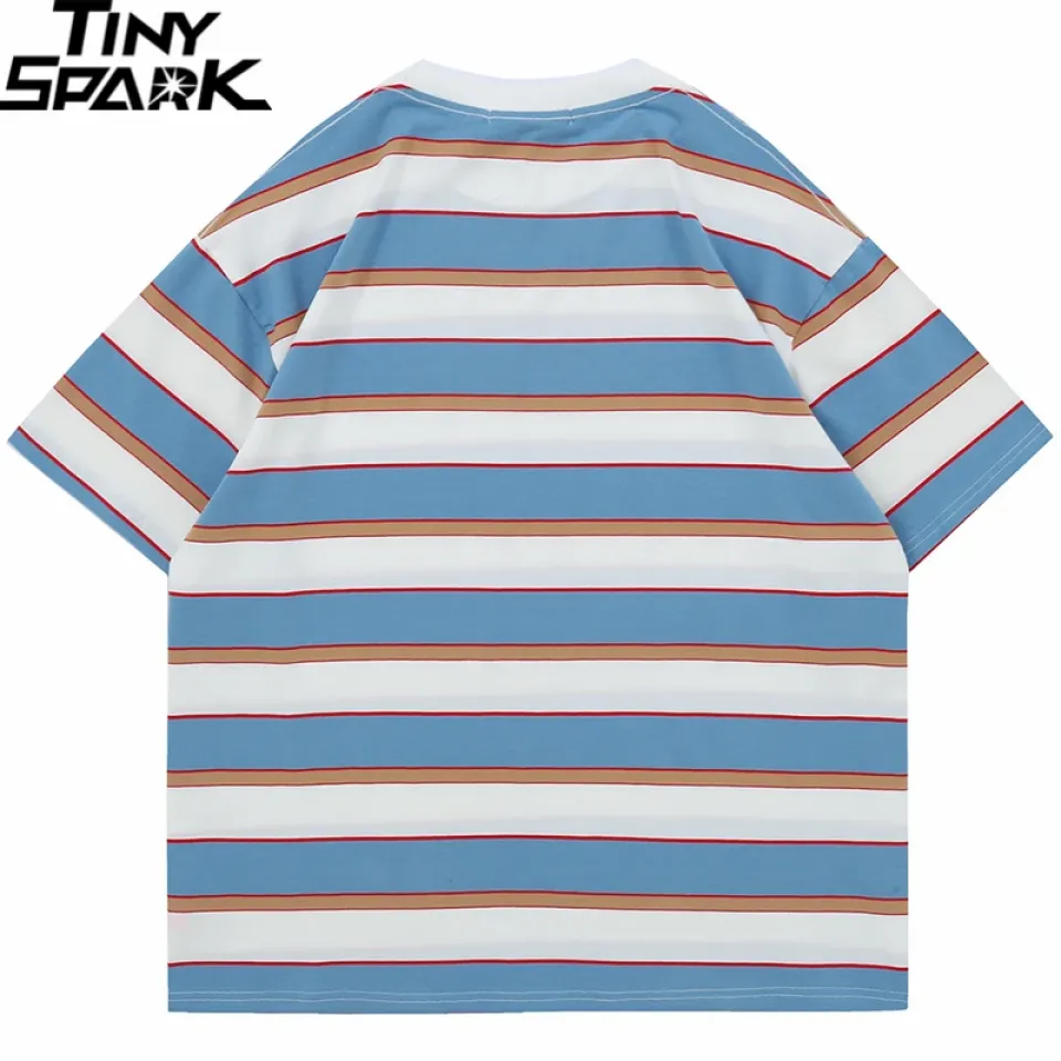 Striped Hip Hop T-Shirt – Blue & Brown S7591fe81978a4b0fa296a531a1f5c5c6W 3afb64ad