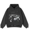 Washed Black Distorted Crowd Graphic Hoodie. Sb77396eec37b4cae9249fe7a6e87c1feF 3d8406ed