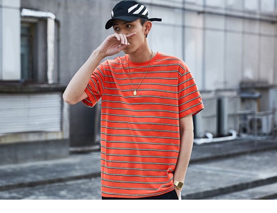 Horizontal Striped Cotton T-shirt HTB1hJ4jcScqBKNjSZFgq6x kXXaG 3e5b0ffa