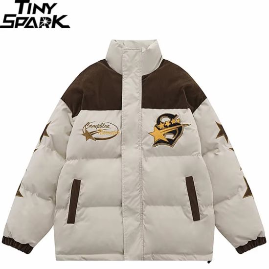 Long Harajuku Socks retro patchwork corduroy parka jacket 1 3fb15770