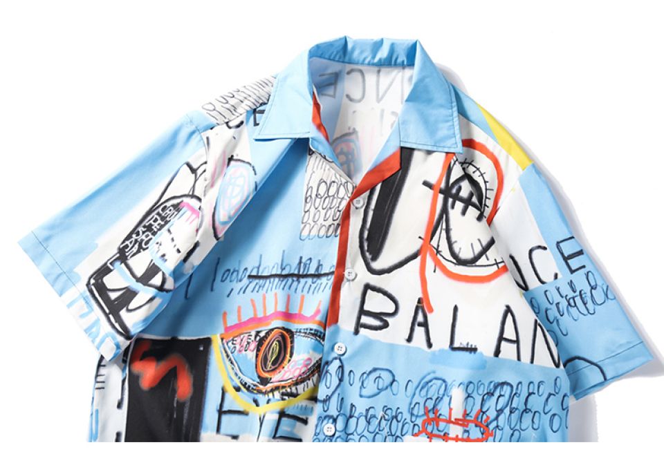 Street Style Scribbled Poly-cotton Shirt HTB1fpM3RCzqK1RjSZFHq6z3CpXau 400d6605