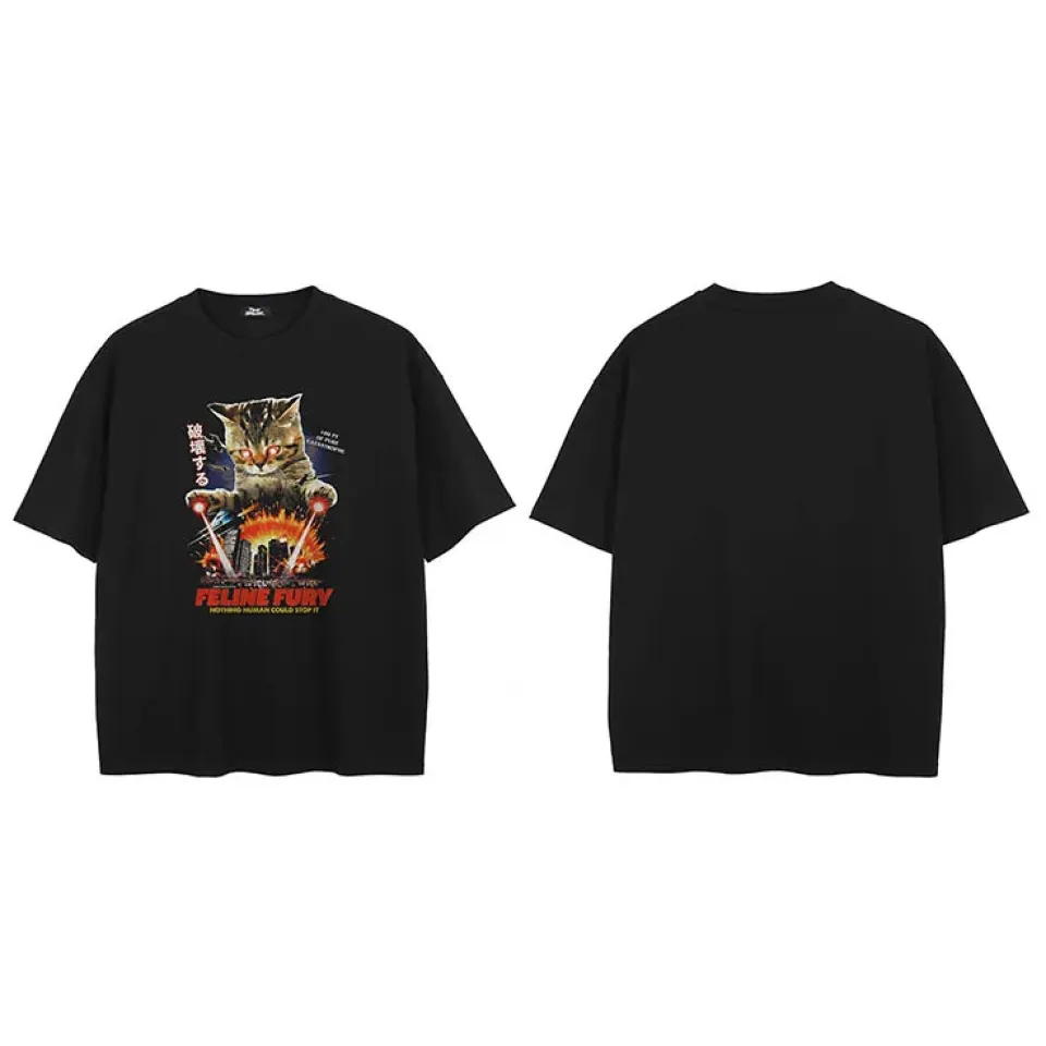 Feline Fury Monster Cat Graphic T-Shirt Sa01068fbd369423b9410a5b4546f6e19R 437cf912