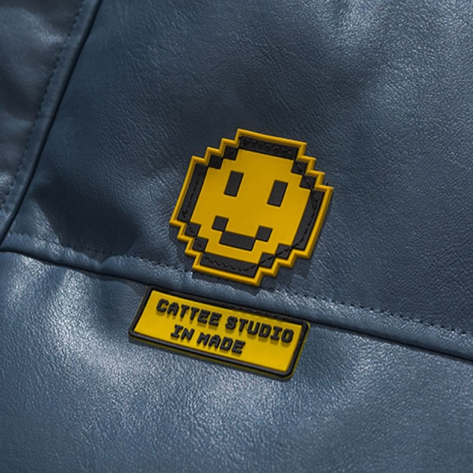 Smiley PU Leather Padded Windbreaker Jacket H0c50f1e6a7ac4974ab4ee0f7ad0af324k 4481068f