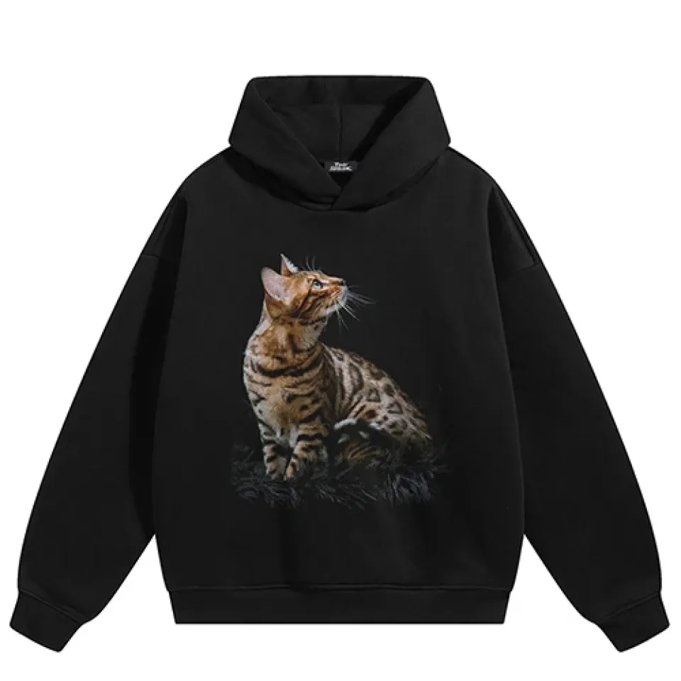 Bengal Cat Graphic Print Hoodie S9cf8943de30a45e8b5f43141bb700b65m 47a082de