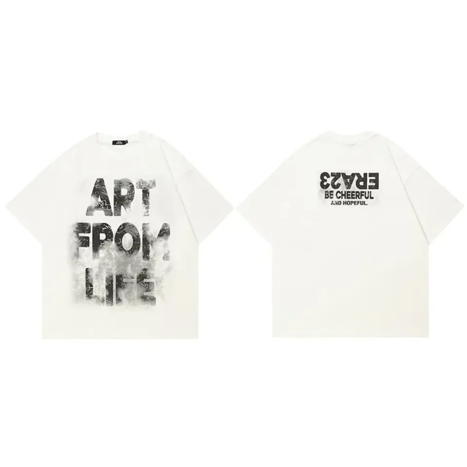 Graffiti Letters Vintage Graphic Casual Beige White Tshirt S8f63241ee9994c6cab4eca37801a660aa 492811cb