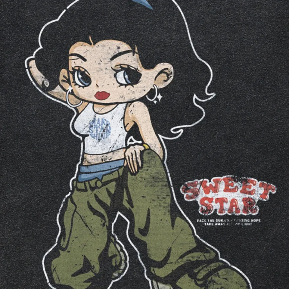 Cartoon Hip Hop Girl T-Shirt S451244b976e24199a64e06da7c65107aJ 4ebbc56a