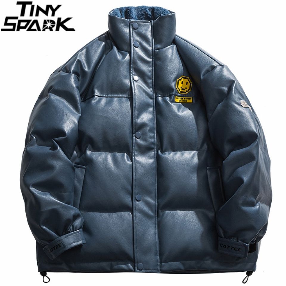 Smiley PU Leather Padded Windbreaker Jacket H381786abf3a44089bb21742b7ee6667cM 4f0f801a