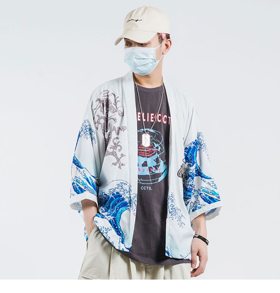 Fish Scales And Ocean Wave Japanese Kimono H02aadbbda5a94a85a3519aa061739cc7u 52de4ed0