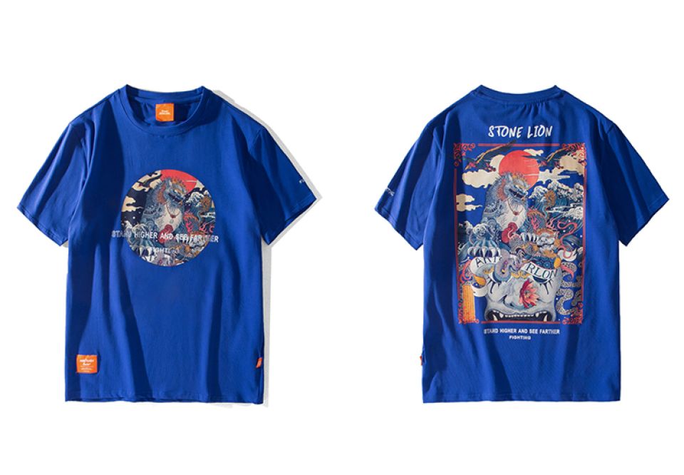 Ancient Chinese Lion Cotton T-shirt HTB1PjsALPDpK1RjSZFrq6y78VXaf 5a63a926