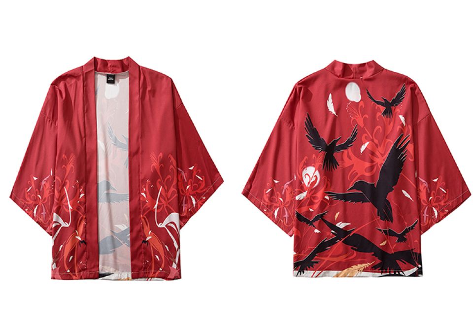 Red Bird Poly-cotton Kimono H50aa516680cc4759883dcf315c1d5502N 60c30b5f