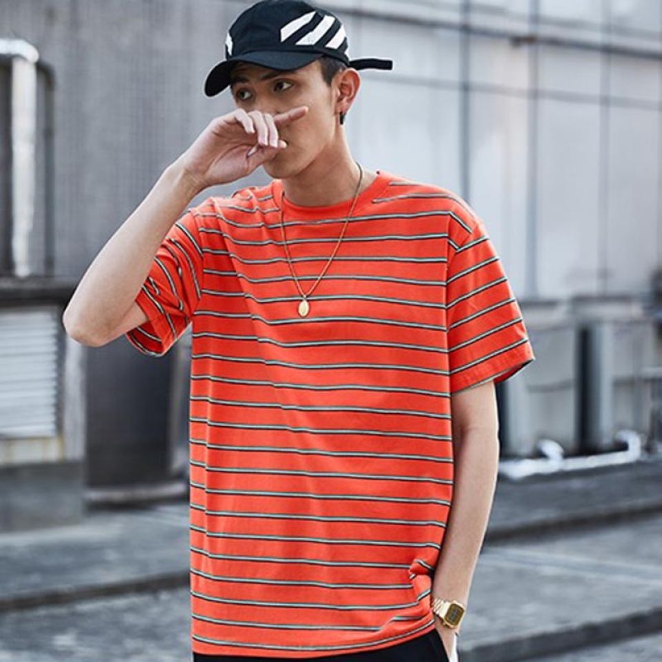 Horizontal Striped Cotton T-shirt H1b18bd6cf1fc46888e55403aff1c2f43S 62c4f0b0