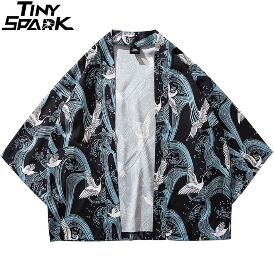 Abstract Crane Kimono Shrug