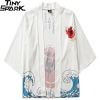 White Waves Poly-cotton Kimono