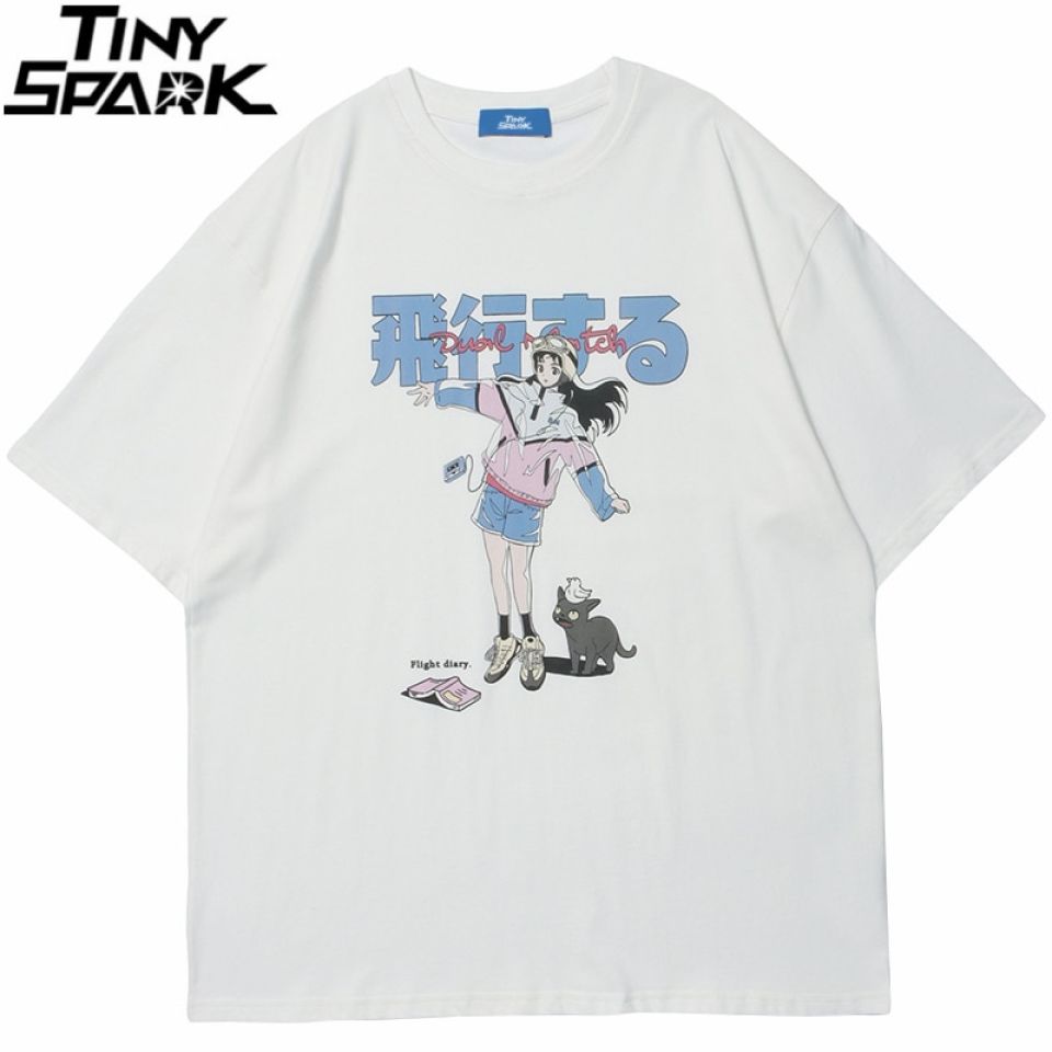 Anime Girl & Cat Graphic T-Shirt Hd22b6bd1423f4430a8bc4f870ad525ccB 7099224e