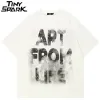 Graffiti Letters Vintage Graphic Casual Beige White Tshirt S79a3290036eb46798312011a658d2599D 731d456a