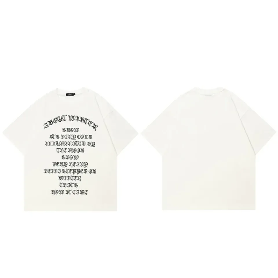 Gothic Letters Graphic Casual Beige White Tshirt S6825cd76ce5e4a40aa869b6dce9354f48 7418ba8c